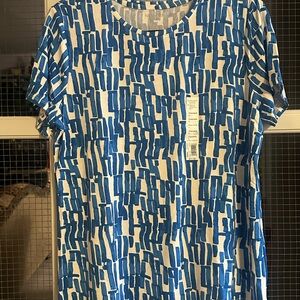 Nine West Blue Geometric Short Sleeve Tee